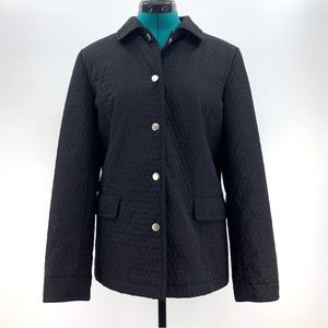 Studio by Liz Claiborne Black Lightweight Quilted Snap Front Jacket, XS